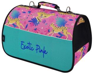 Skladacia taška pre mačky a psov Abstract Exotic Pink 50×27×26 cm (Cestovná látková prepravka pre mačku alebo malého psa)