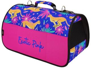 Skladacia taška pre mačky a psov Abstract Exotic Pink Blue 50×27×26 cm (Cestovná látková prepravka pre mačku alebo malého psa)