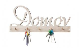 Vešiak na kľúče DOMOV (Drevený vešiak na kľúče na stenu)