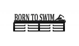 Vešiak na medaily BORN TO SWIM (Originálny kovový vešiak na medaily pre šport: plávanie)