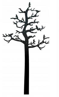 Vešiak strom s vtáčikmi 130 (Kovový dizajnový vešiak v tvare stromu vrátane montážnej sady s krytkami)