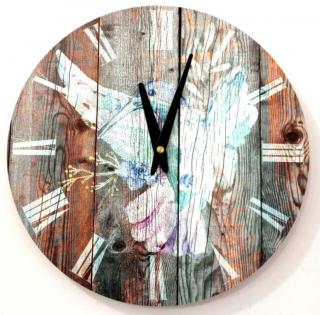 Vintage nástenné hodiny Vták, priemer 30 cm (Dizajnové hodiny na stenu s rímskymi číslami)