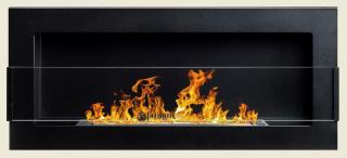 Závesný biokrb na stenu AIASA ČIERNY MAT SO SKLOM 90x40x12
