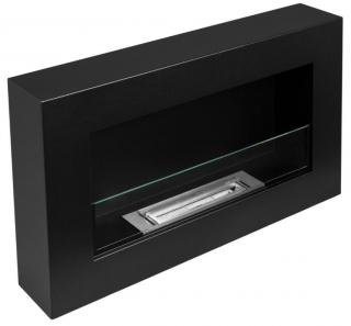 Závesný biokrb na stenu EOS BOX ČIERNY MAT SO SKLOM 65x40x12