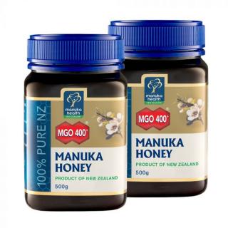 2 x 500g Manuka med MGO™ 400+ Manuka Health New Zealand (Na toto výhodné balenie už nie je možné uplatniť ďalšiu zľavu.)