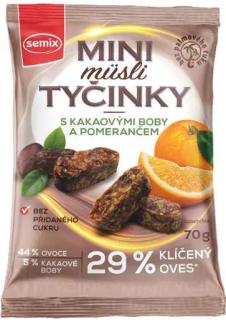 Musli tyčinky s kakaovými bôbmi a pomarančom 70g Semix