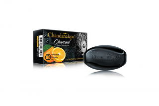 Tuhé ayurvedské mydlo Charcoal s pomarančom 100g Chandanalepa