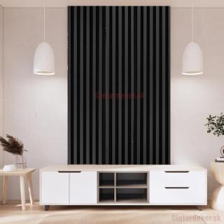 Lamelový obklad obdĺžnik dĺ. 2700mm Č / Matný čierny  (Drevený obkladový lamelový panel čierny)