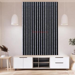 Lamelový obklad obdĺžnik dĺ. 2700mm Š / Matný čierny  (Drevený obkladový lamelový panel čierny)