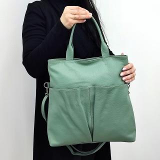 Dámska kožená kabelka 6028 zelená