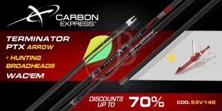 Šíp Carbon Express Terminator PTX 6ks + lovecký hrot Vac´em 3ks