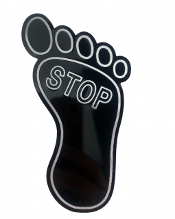 3D Chrómová Samolepka - Noha STOP (čierna)