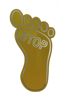 3D Chrómová Samolepka - Noha STOP (žltá)