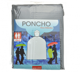 Poncho do dažďa - univerzálna veľkosť Šedá