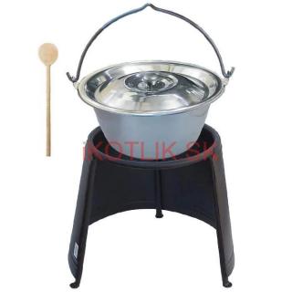 Nerezový kotlík 10 L (0,8 mm) + pokrievka + chránič plameňa (Nerezový kotlík 10 L (0,8 mm) + pokrievka + vareška + chránič plameňa)