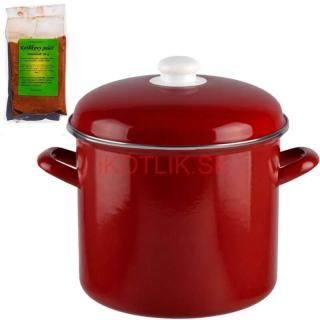 Smaltovaný hrniec s pokrievkou 5,2 L červený + pikantná zmes korenia 50 g Kotlíkový guláš (Smaltovaný hrniec s pokrievkou, objem 5,2 L červený + pikantná zmes korenia 50 g Kotlíkový guláš)