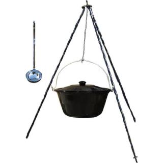 Smaltovaný kotlík 20 L+ pokrievka + stojan (Smaltovaný kotlík 20 L+ pokrievka + trojnožka 1,20 m + naberačka)