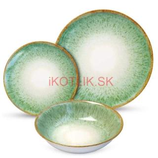 Súprava keramických tanierov 18 ks GREEN (Luxusná súprava 18 kusov keramických tanierov GREEN)