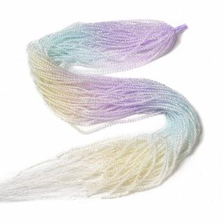 Skleněné korálky fasetované vícebarevné průměr 2mm šňůra cca 37 cm cca 180 korálků Lilac & Light Blue & Light Yellow