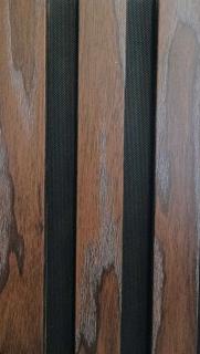 Akustický lamelový panel MDF-teplá čokoládovo hnedá s vlnitými a vertikálnymi vzormi dreva-60x280 cm Colour: Chocolate Brown 1
