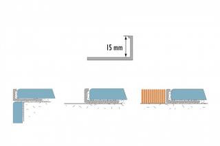 Hliníkový ohýbateľný rohový profil   L  - Strieborný-CO Dĺžka: 2.5 bm, Odporúčaná hrúbka Dlažbu: 15mm