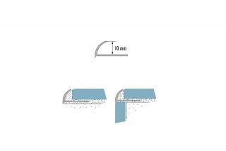 Hliníkový oválny rohový profil -strieborná farba-CO Dĺžka: 2.5 bm, Odporúčaná hrúbka Dlažbu: 10mm