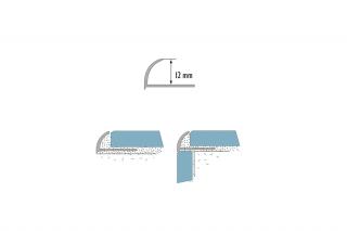 Hliníkový oválny rohový profil -strieborná farba-CO Dĺžka: 2.5 bm, Odporúčaná hrúbka Dlažbu: 12mm