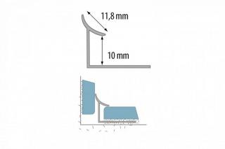 Hliníkový vnútorný profil - strieborná farba-C-0 Dĺžka: 2.5 bm, Šírka v mm: 11,8mm, Odporúčaná hrúbka Dlažbu: 10 mm