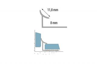 Hliníkový vnútorný profil - strieborná farba-C-0 Dĺžka: 2.5 bm, Šírka v mm: 11,8mm, Odporúčaná hrúbka Dlažbu: 8mm