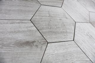 Keramická dlažba-20x24cm- YOSEMITE GRIS Hexagon-dizajn dreva - steny + podlaha - exteriér + interiér