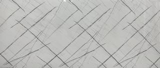 Mramorový nástenný panel z PVC v bielej farbe s čiernymi diagonálnymi líniami a pravidelným vzorom,3005- 120x280 cm