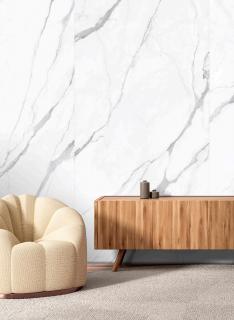 Veľkoformátová dlažba-YANIK White- WHITE MARBLE Kolekcia - Matná/Leštená povrch: lesklý, Rozmer v cm: 120X280 cm