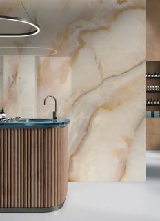 VEĽKOFORMÁTOVÉ DLAŽBA-DAFNE Warm-MARBLE · ONICE Kolekcia-Matná/Leštená povrch: lesklý, Rozmer v cm: 120X280 cm