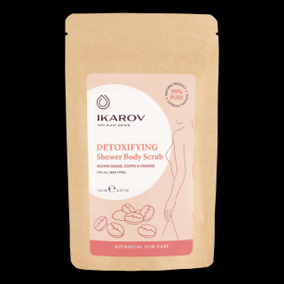 Detoxikačný telový peeling do sprchy Tmavý cukor, káva, pomaranč Ikarov 150 g