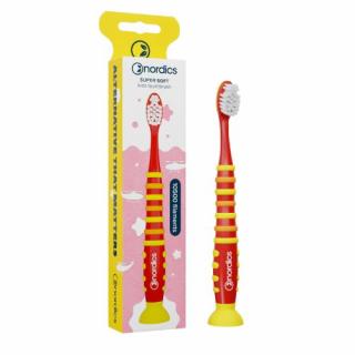 Detská zubná kefka od 4+ rokov Soft 10500 štetín červená raketa Nordics Oral Care