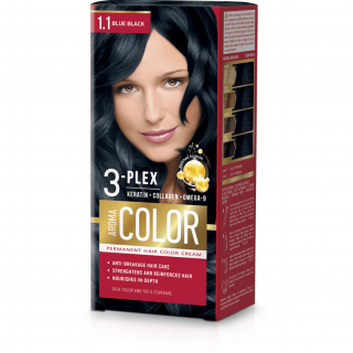Farba na vlasy - modro čierna č. 1.1 Aroma Color čierna