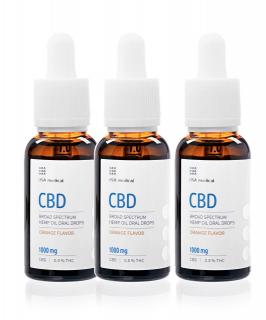 USA medical Oral Drops 1000mg CBD olej | 30 ml x 3 ks