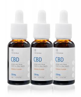 USA medical Oral Drops 250mg CBD olej | 30 ml x 3 ks