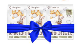 XL balenie Woopies detské EKO plienky SMALL (6-10kg) Wooden Spoon 3x32ks ECO