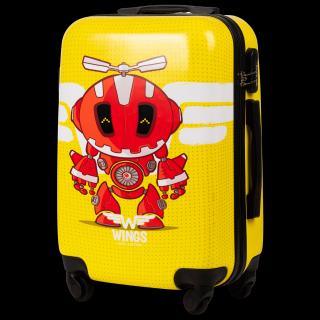 Detský kabínový kufor Wings robot žltý - S