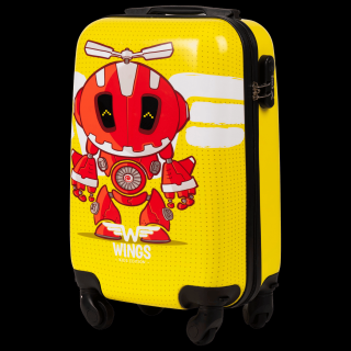 Detský kabínový kufor Wings robot žltý - XS