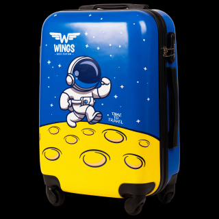 Detský kabínový tvrdý kufor Wings Blue Astronaut S