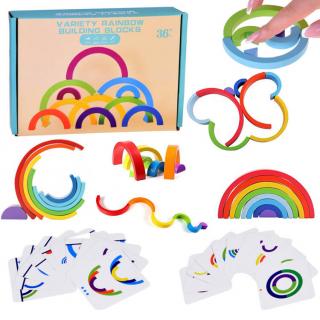 Drevené Montessori vzdelávacie puzzle dúha + úlohy Jokomisiada ZA5328