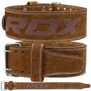 Kožený posilňovací opasok RDX 4PN - hnedý Veľkosť: XL