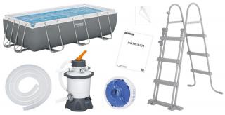 Rámový bazén Power Steel 404x201x100 Sivý 13x6FT BESTWAY + piesková pumpa + rebrík 10in1 56442