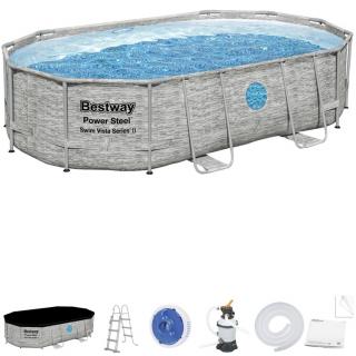 Rámový bazén Power Steel Swim Vista s oknom 488x305x107 16x10FT BESTWAY 6v1 + piesková filtrácia 56946