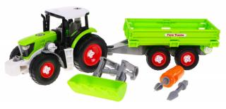 Rozoberateľný traktor s čelným nakladačom s prívesom pre deti ZAU.KM-281B