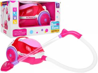 Ružový vysávač pre deti 3+ svetelné zvukové efekty + funkcia odsávania + polystyrénové guličky