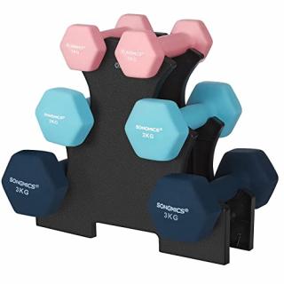 Sada činiek SONGMICS SYL612MK 1, 2, 3 kg sivoružová