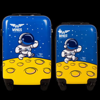 Sada detských kufrov WINGS KIDS Modrý Astronaut kabínový S+XS